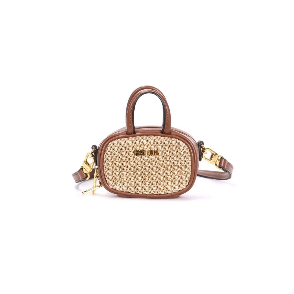 Mini Bag Tramado Marrom Alça Transversal - vista 1 de 3