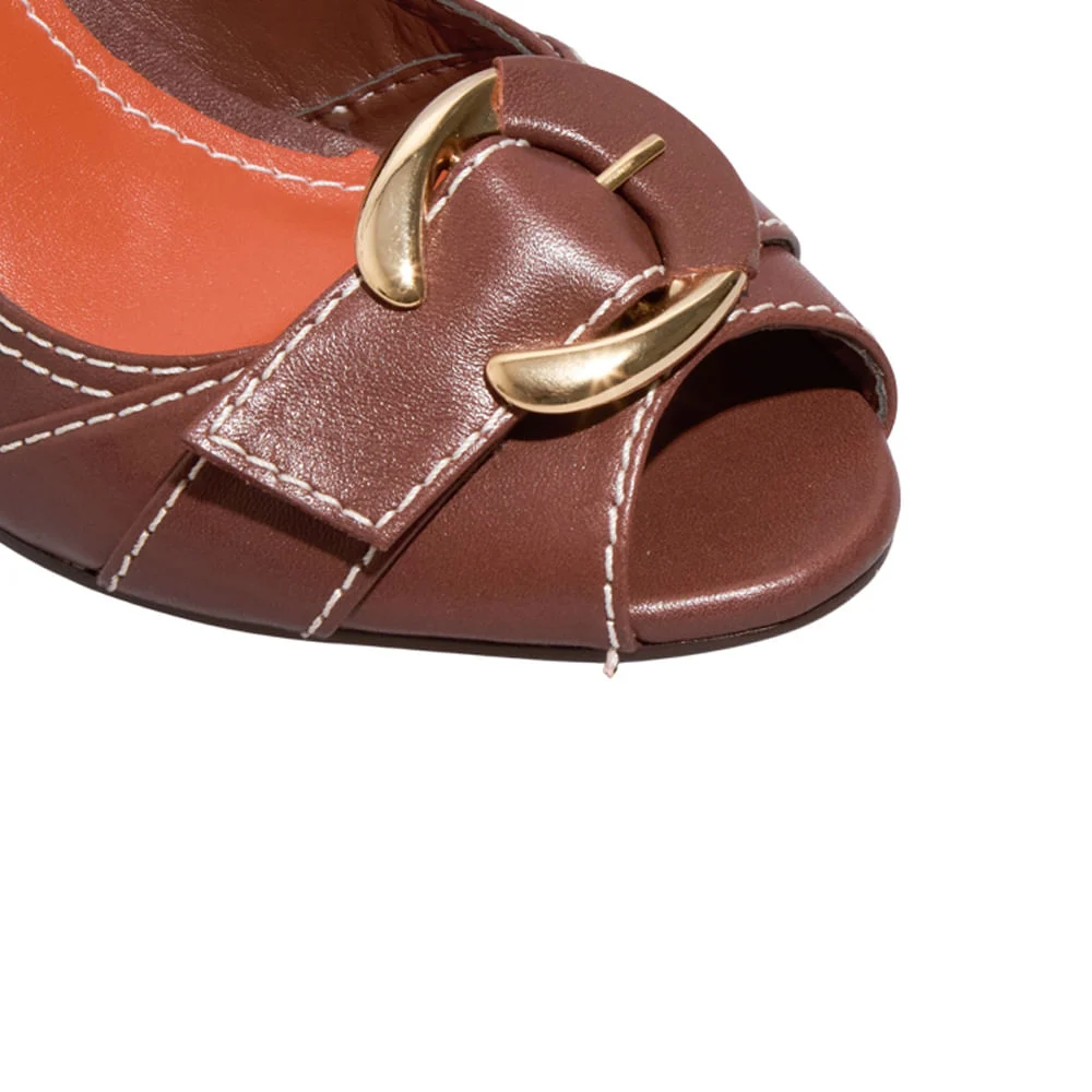 Peep Toe Couro Confort Dark Cocoa - vista 4 de 4