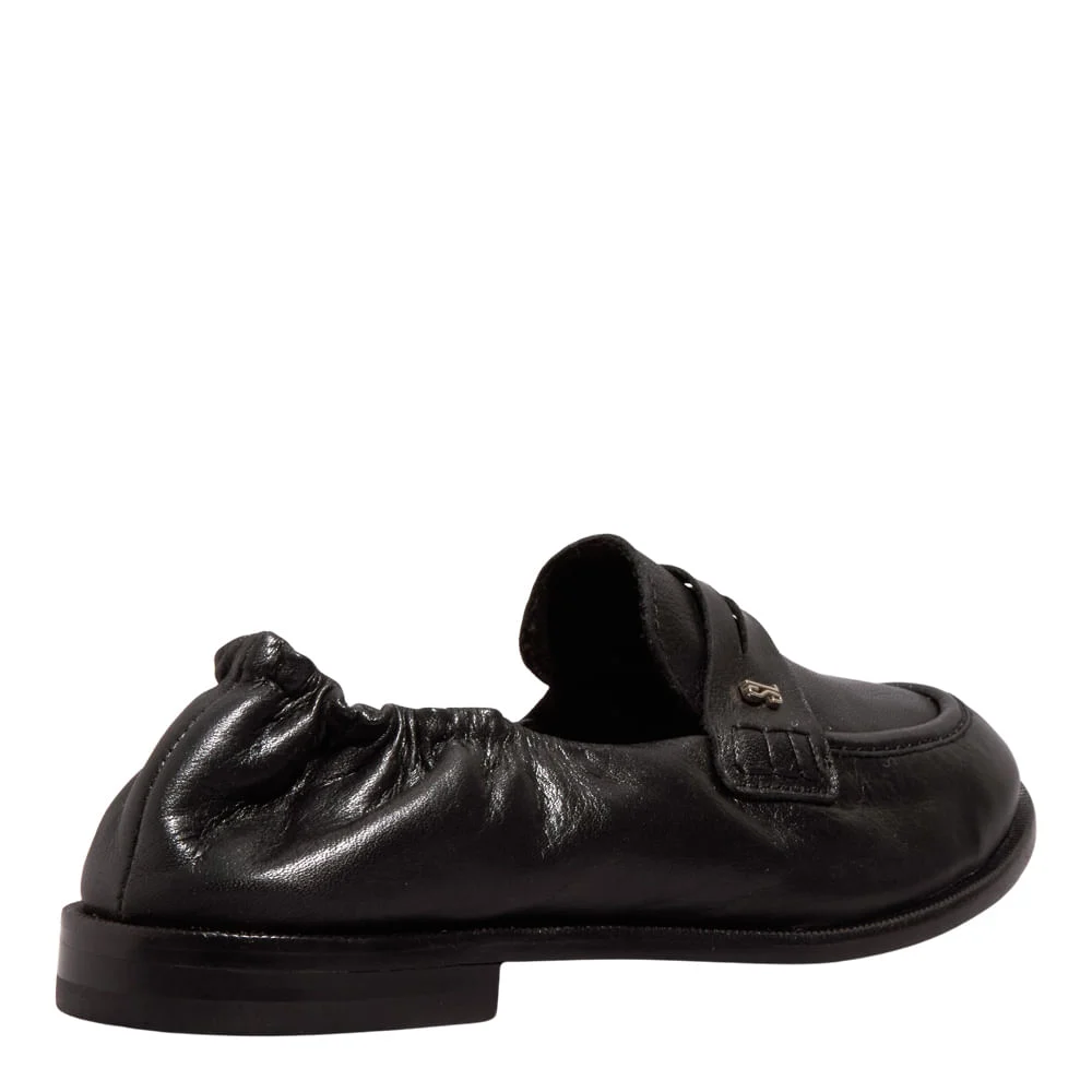 Mocassim Couro Uruguaio Preto Franzido - vista 3 de 4