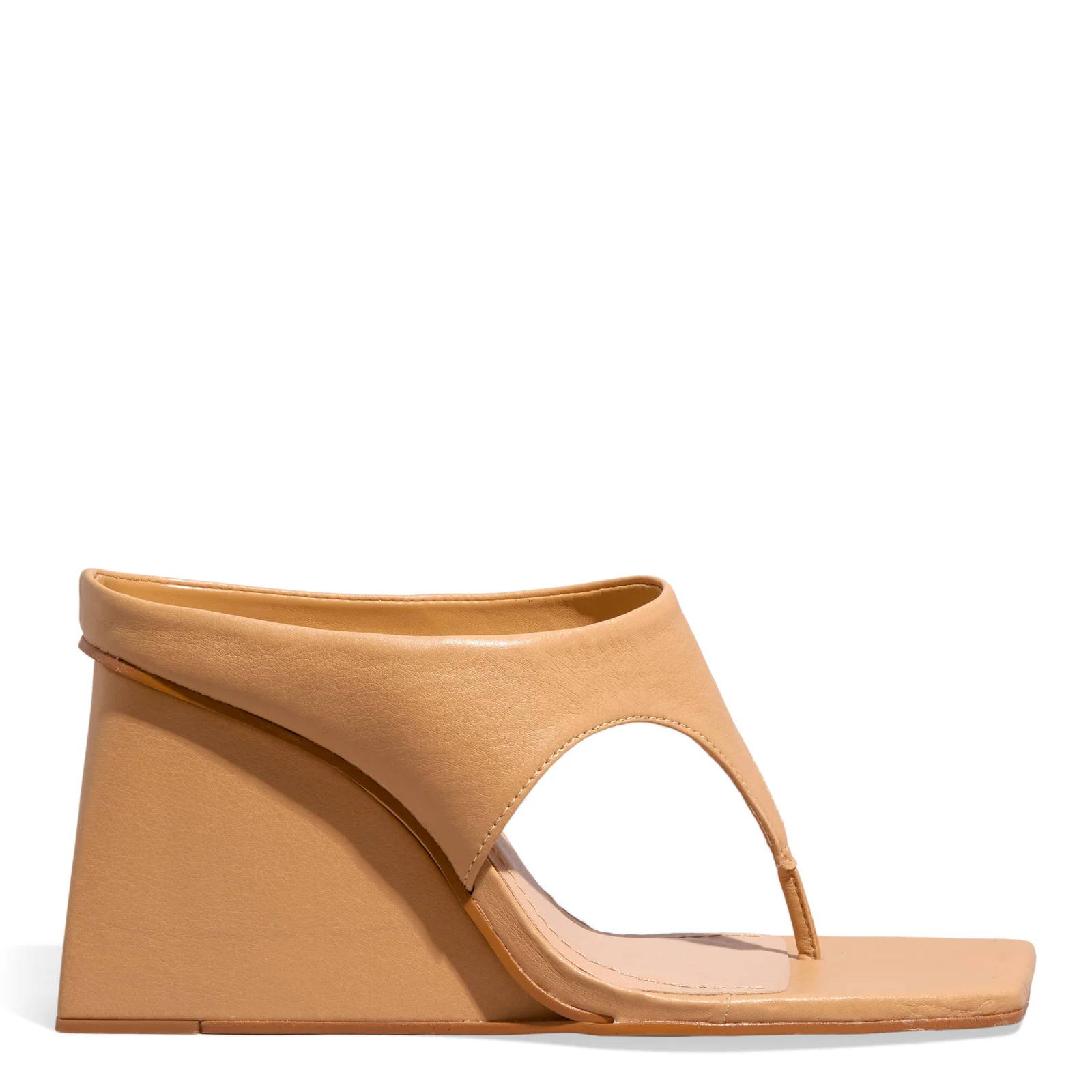 Mule Thong Anabela Napa Soft Bico Quadrado Bege - vista 1 de 3