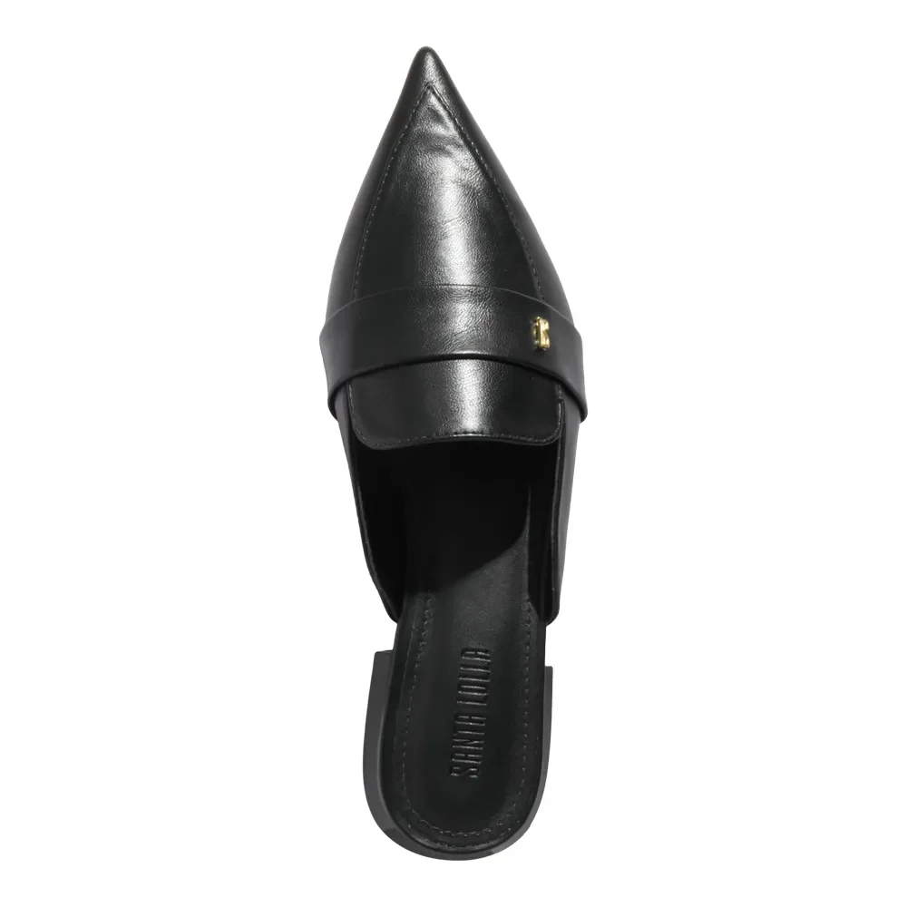Mocassim Mule Napa Madri Bico Fino Preto - vista 4 de 5