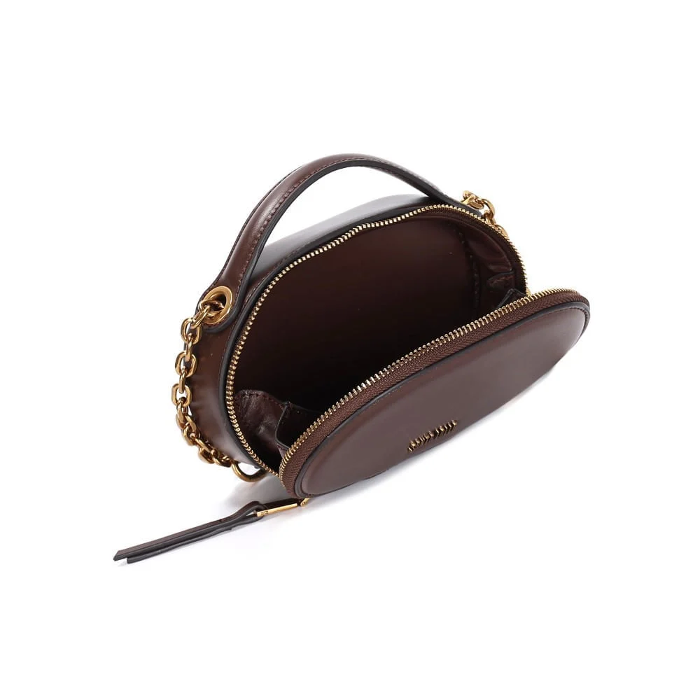 Bolsa Pequena Soft Liso Marrom Dark Alça Corrente - vista 3 de 3