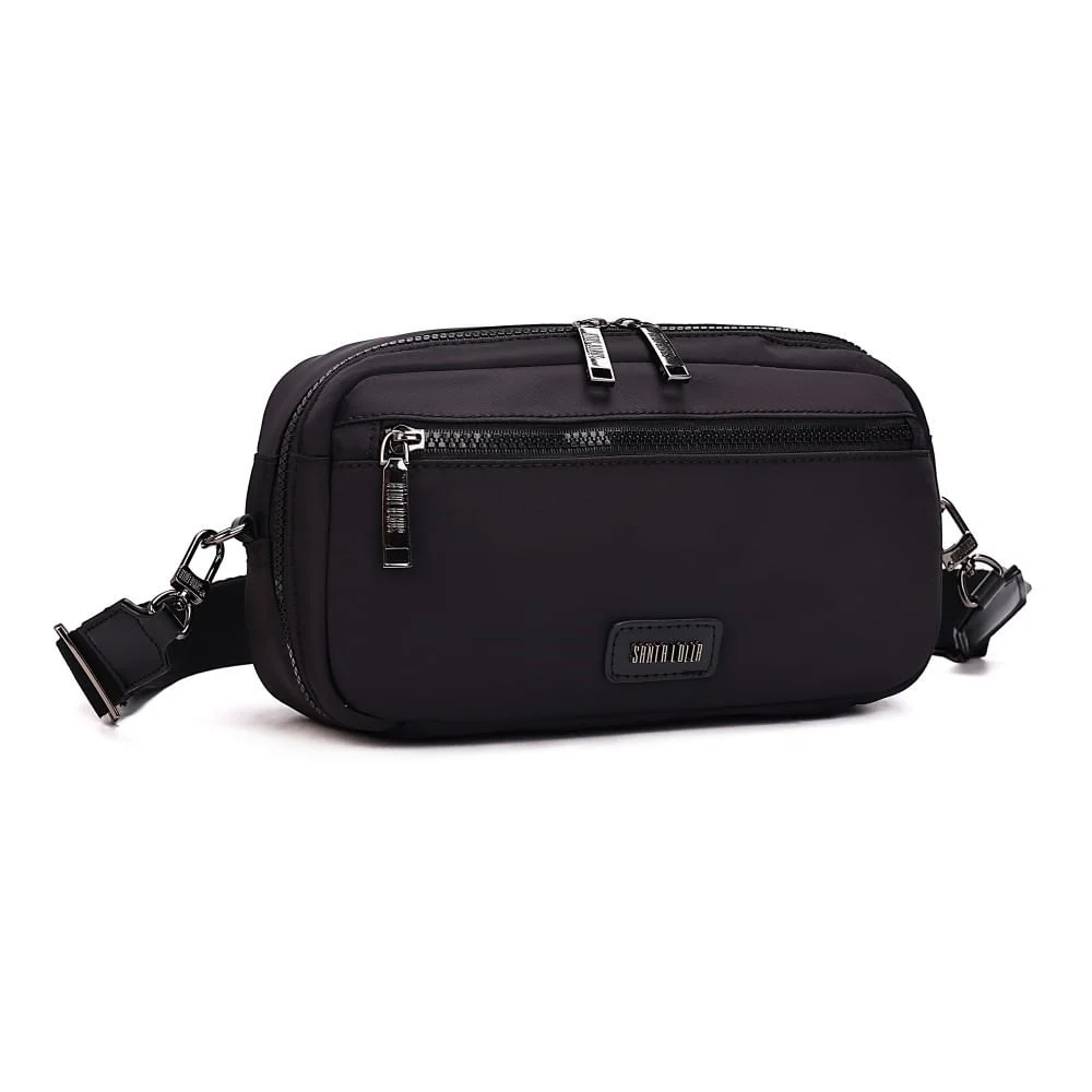 Bolsa Pochete Nylon Preto Alça Gorgurão - vista 2 de 7