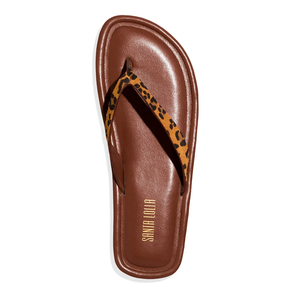 Rasteira Suede Estampa Animal Print Onça - vista 4 de 6