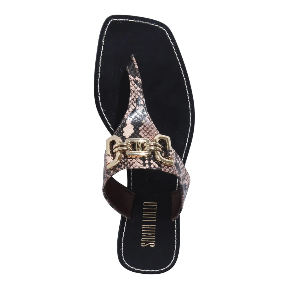 Rasteira Suede Animal Print Cobra - vista 4 de 5