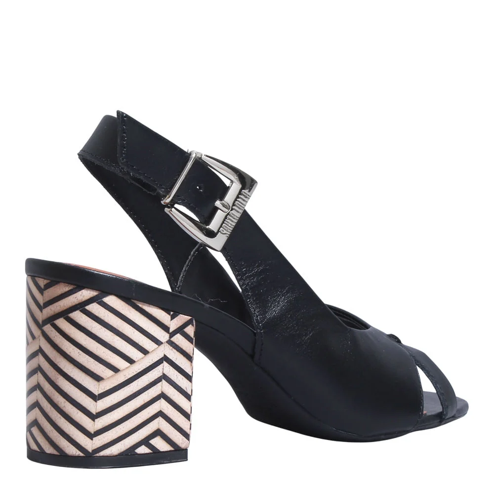 Peep Toe Couro Confort Preto - vista 3 de 3