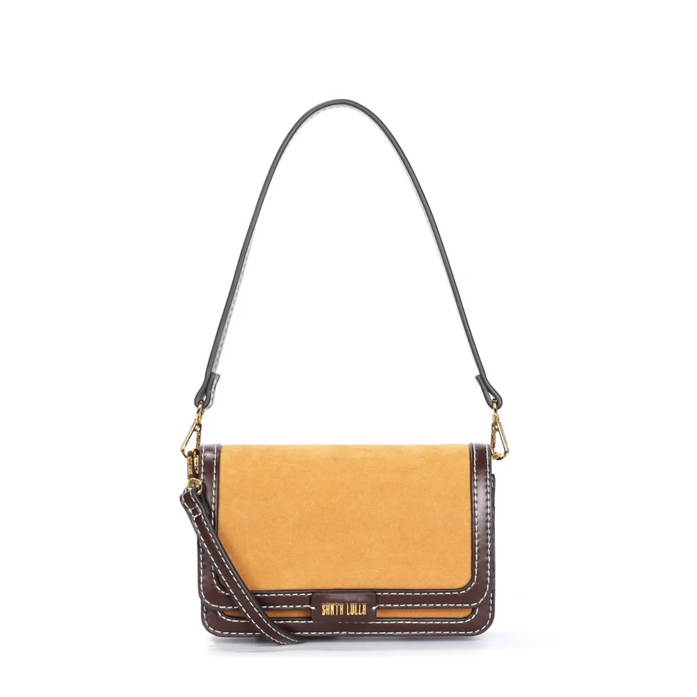 Bolsa Pequena Camurça Amarelo Mostarda Alça Dupla - vista 1 de 3