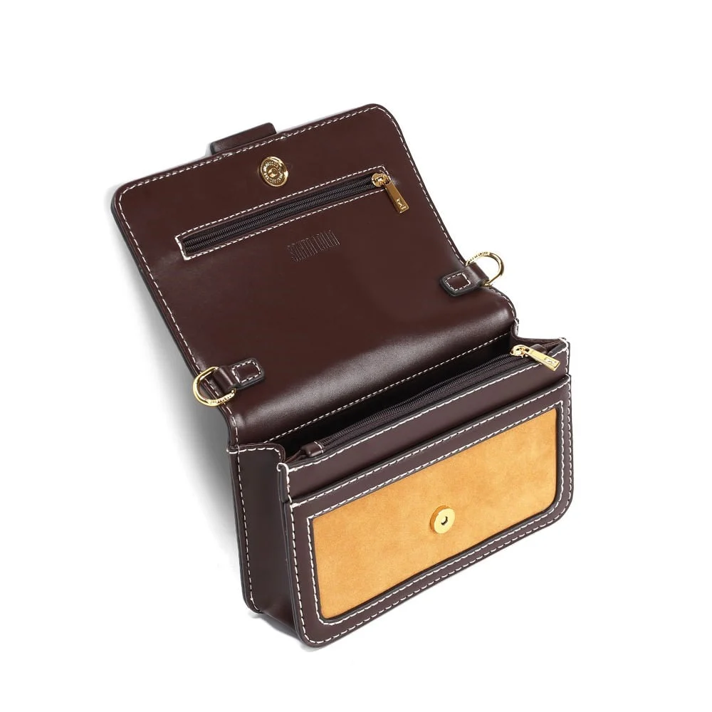 Bolsa Pequena Camurça Amarelo Mostarda Alça Dupla - vista 3 de 3
