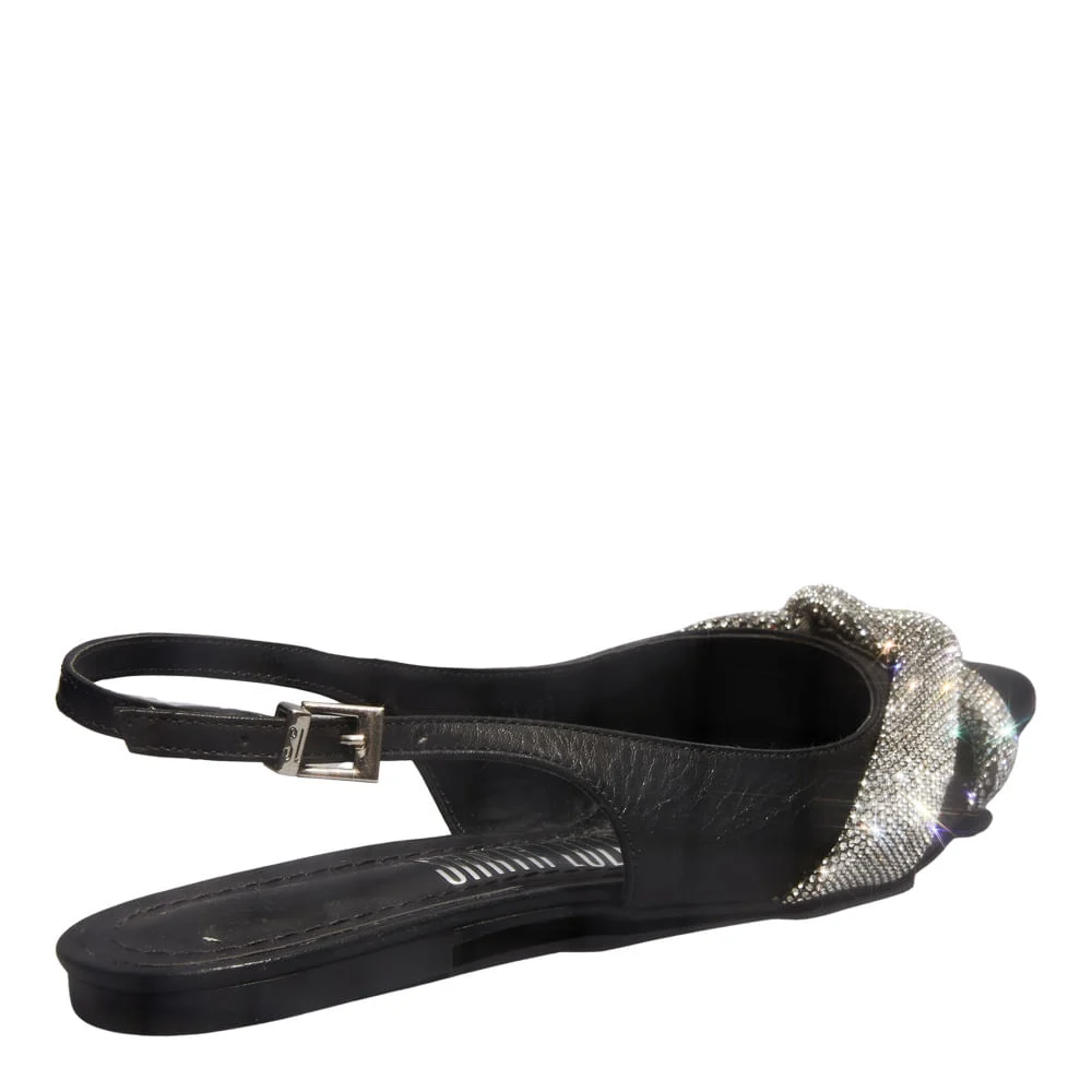 Sapatilha Slingback Couro Confort Preta Bico Fino - vista 3 de 4
