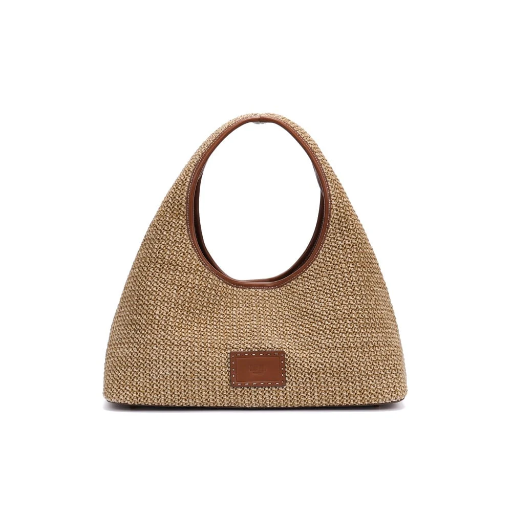 Bolsa Hobo Média Tramado Bege - vista 1 de 5