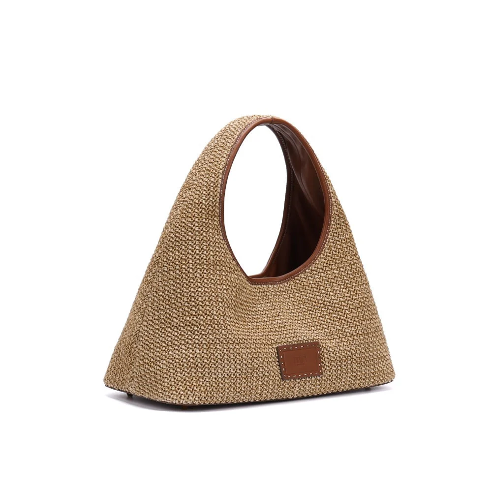 Bolsa Hobo Média Tramado Bege - vista 2 de 5