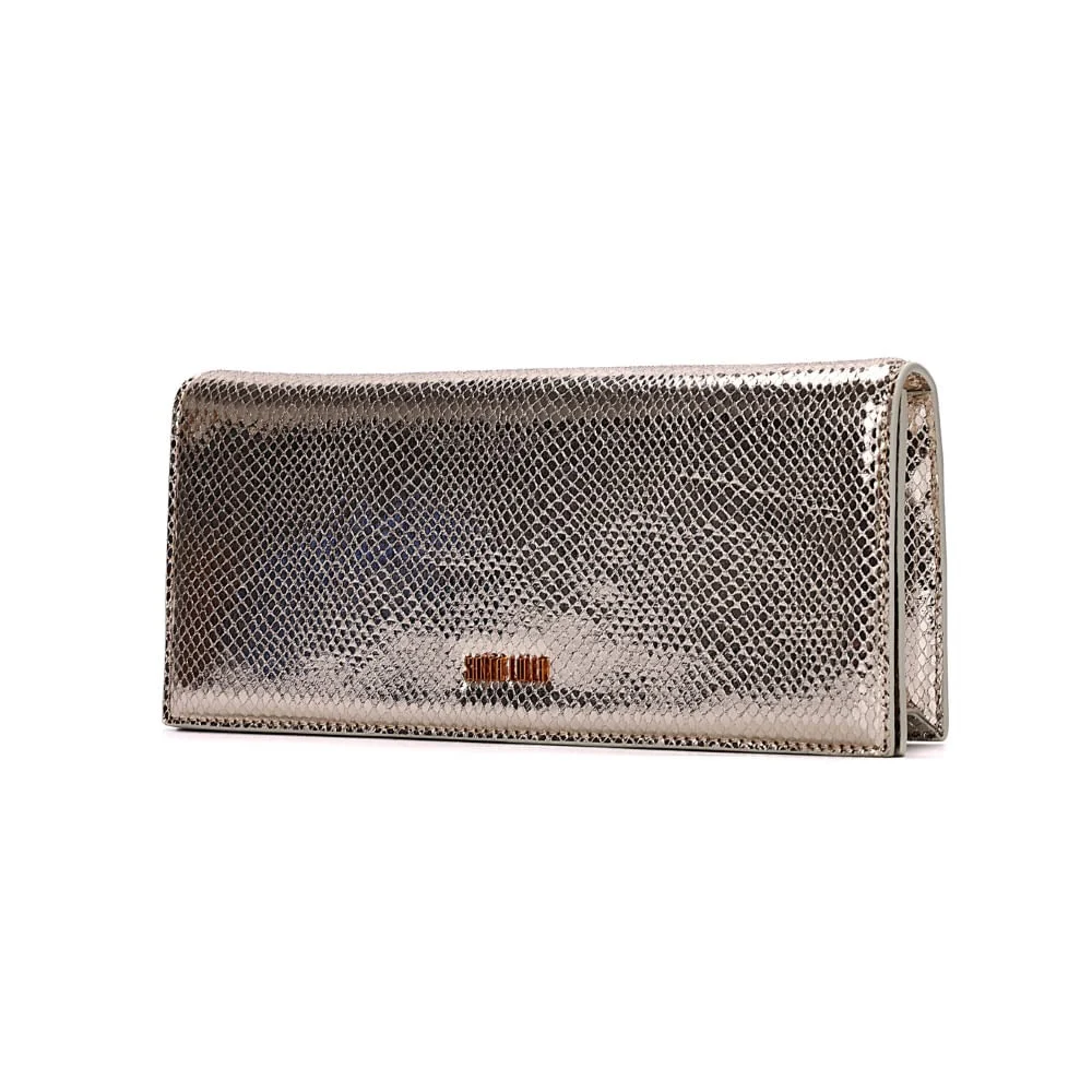 Clutch De Mão Metalizado Dourado - vista 3 de 7