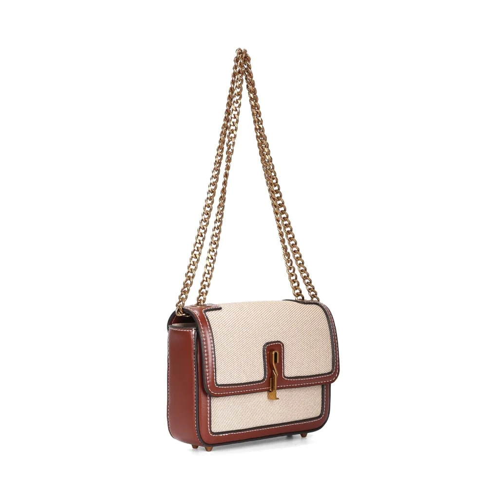 Bolsa Canvas Bege Alça Corrente De Ombro - vista 2 de 3