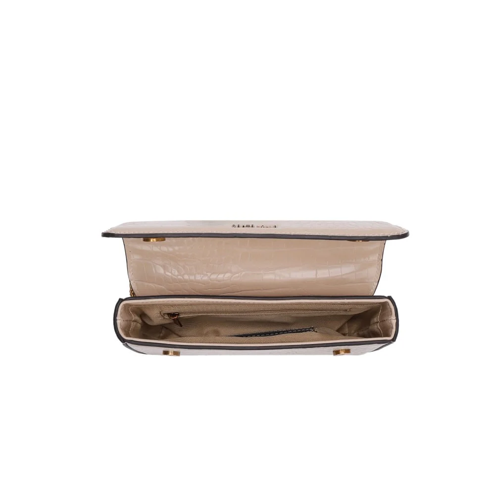 Bolsa Croco Bege Alça Transversal Corrente - vista 5 de 5