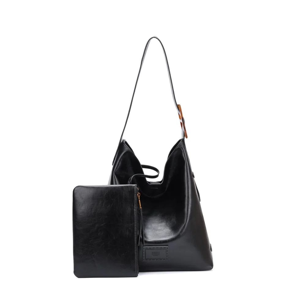 Bolsa Hobo Grande E Clutch Rústico Preto - vista 1 de 5