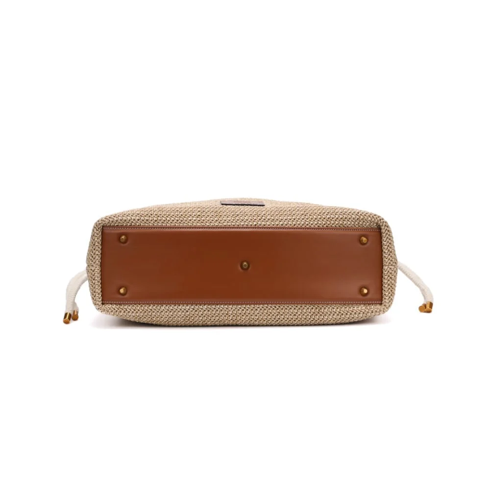 Bolsa Shopper Palha Grande Bege Sand - vista 3 de 4