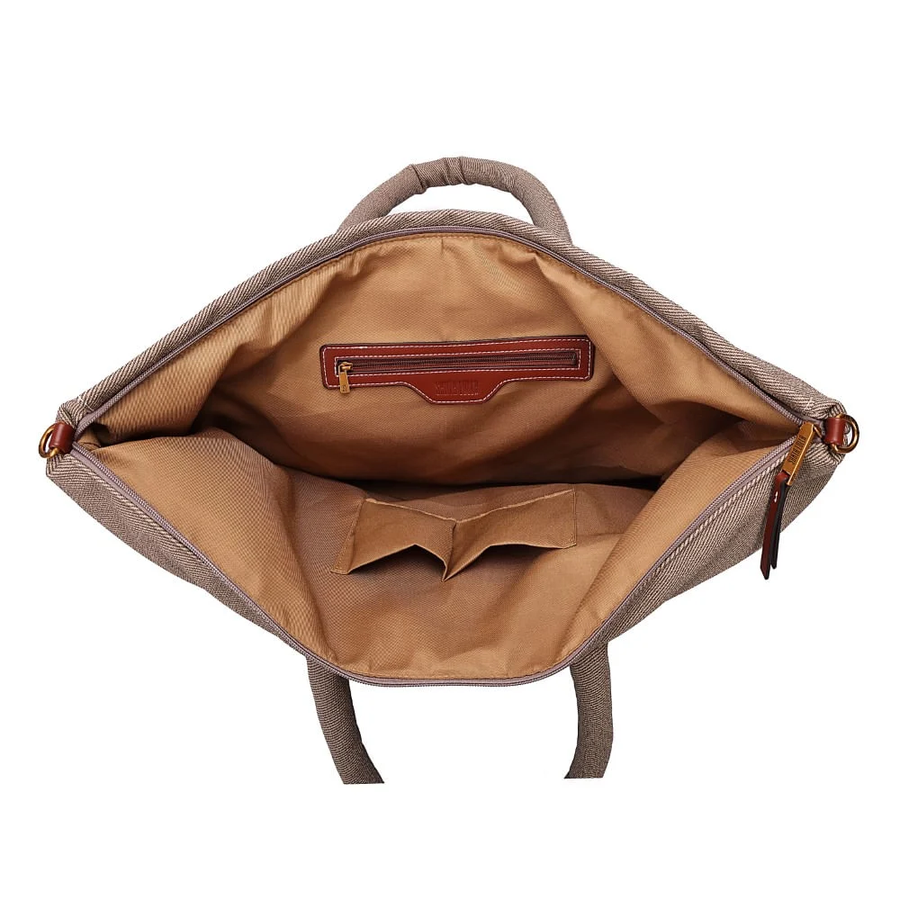 Bolsa Mala Canvas Alça Tiracolo Bege Grande - vista 6 de 6