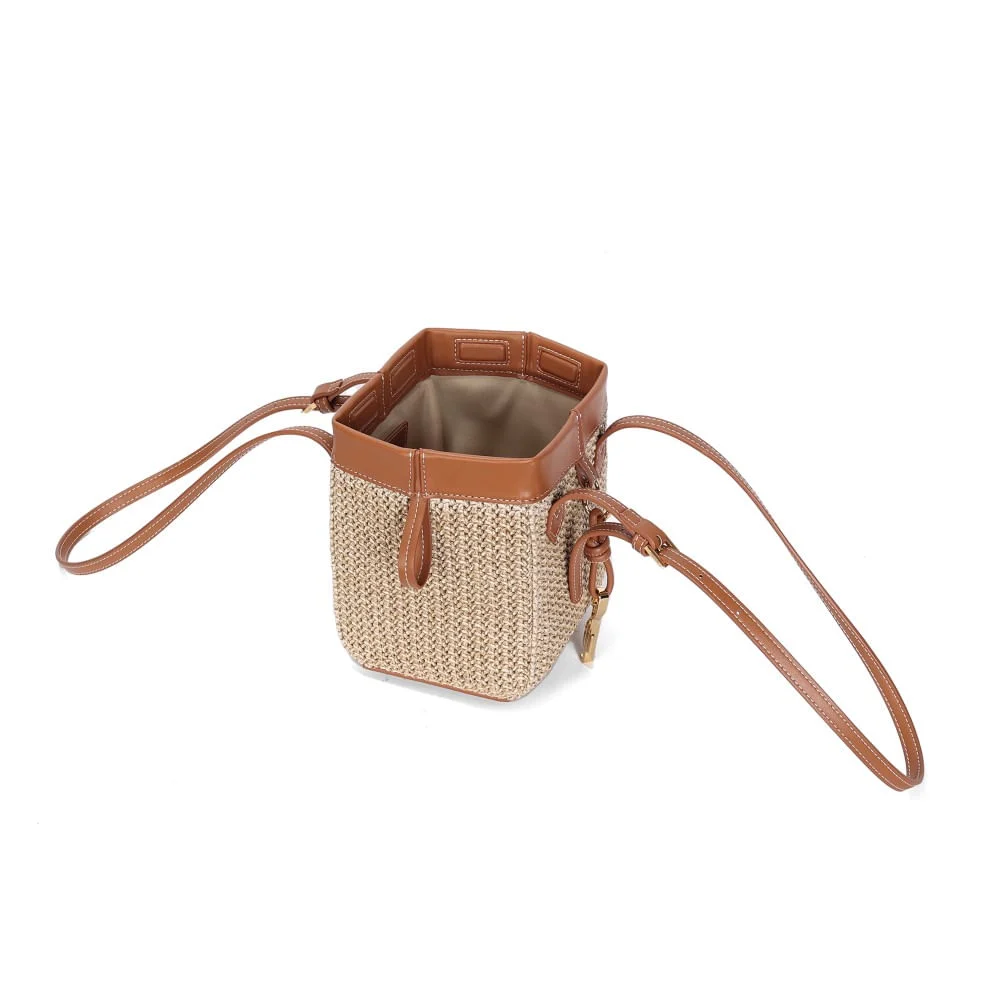 Bolsa Tiracolo Pequena Tramado Bege - vista 3 de 3