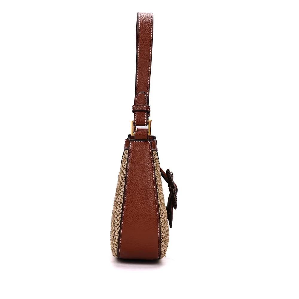 Bolsa Baguete Tramado Bege Alça De Ombro - vista 4 de 7