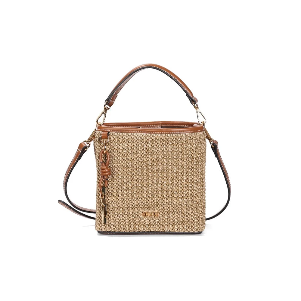 Bolsa Pequena Tramado Palha Bege Sand - vista 1 de 3