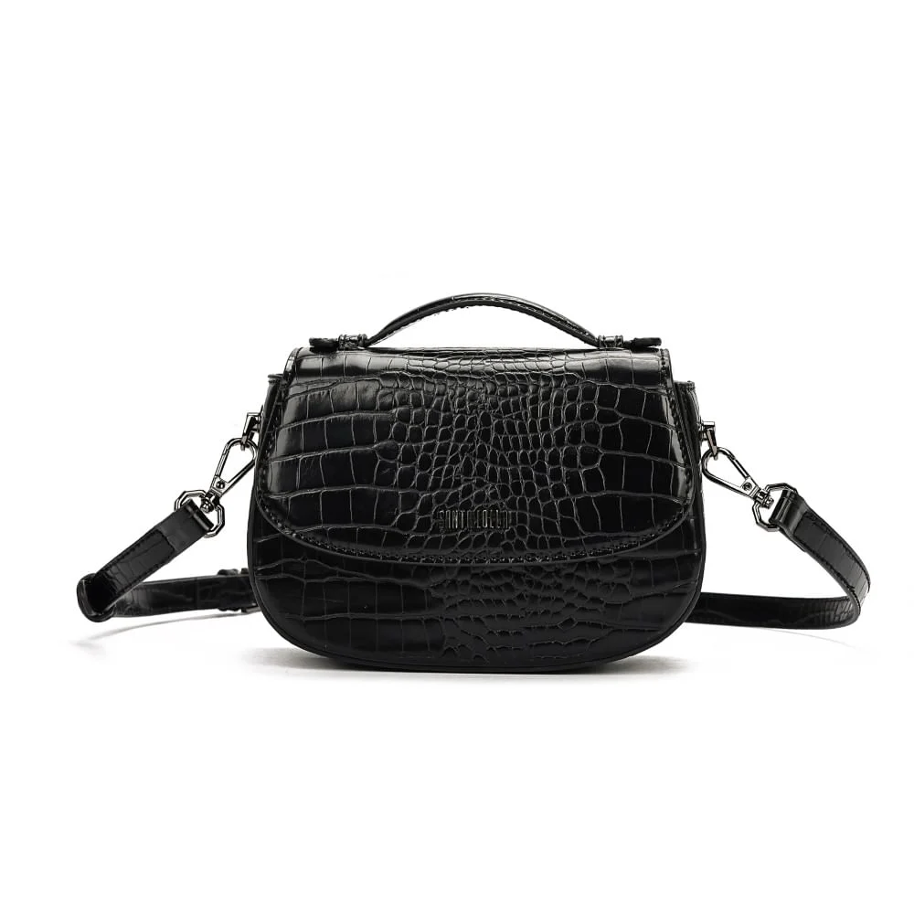 Bolsa Pequena Croco Preta Transversal - vista 1 de 7