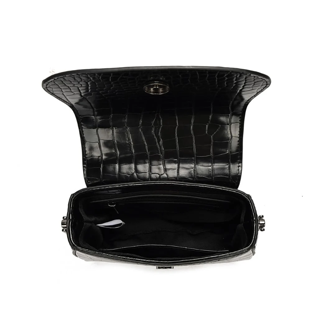 Bolsa Pequena Croco Preta Transversal - vista 7 de 7