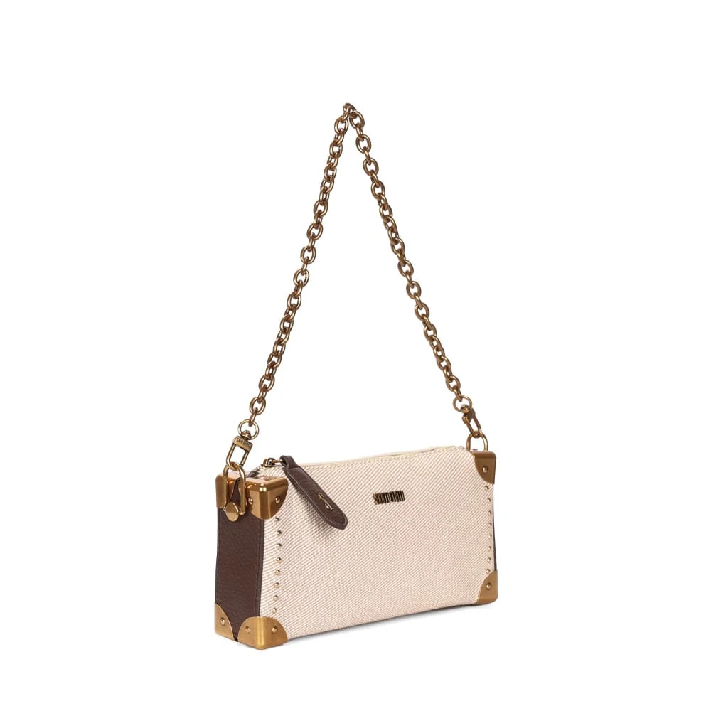 Bolsa Pequena Canvas Bege Alça De Ombro - vista 2 de 3