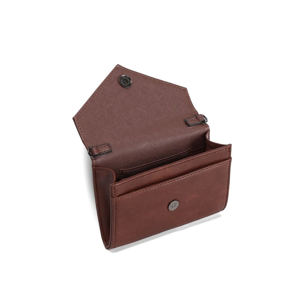 Bolsa Carteira Rustica Alça Corrente Transversal Marrom - vista 3 de 3