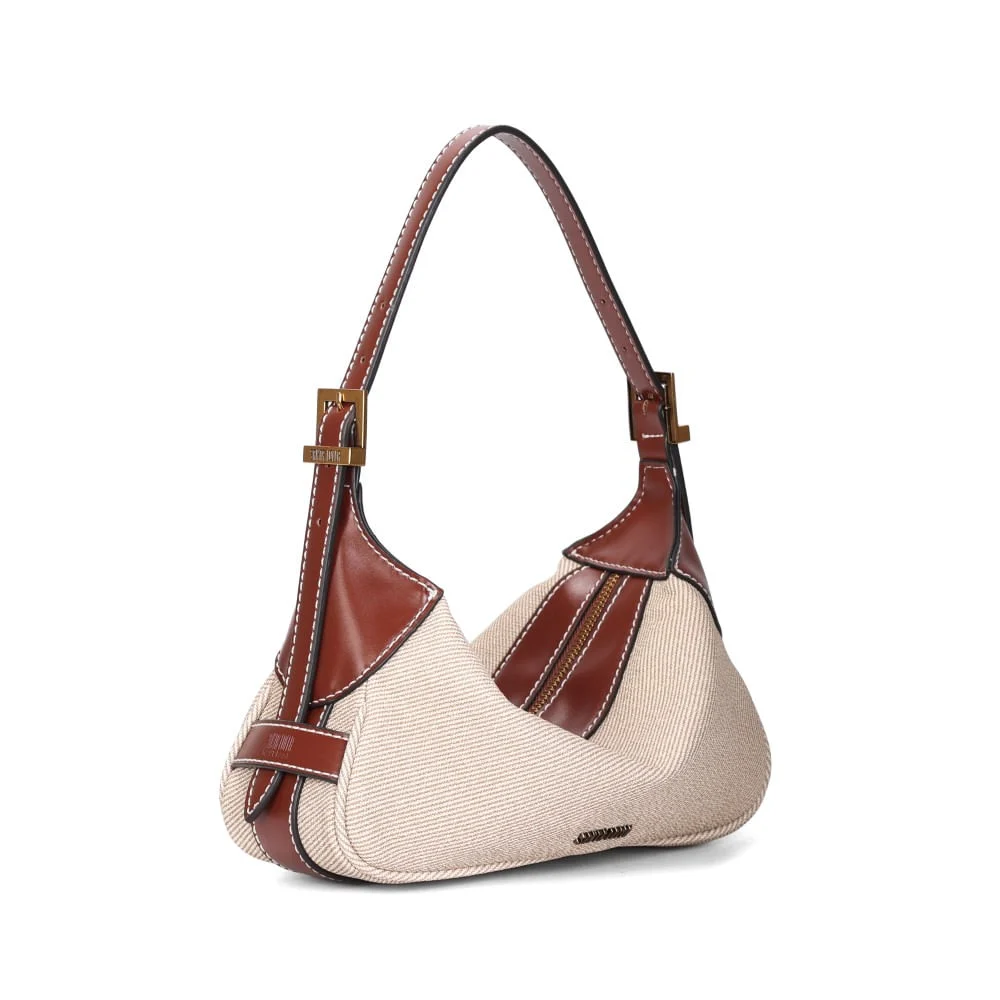 Bolsa Baguete Canvas Bege Alça De Ombro - vista 2 de 3