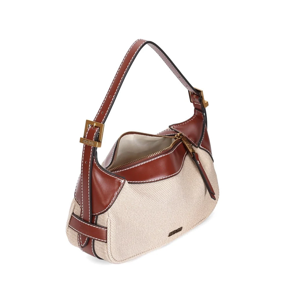 Bolsa Baguete Canvas Bege Alça De Ombro - vista 3 de 3