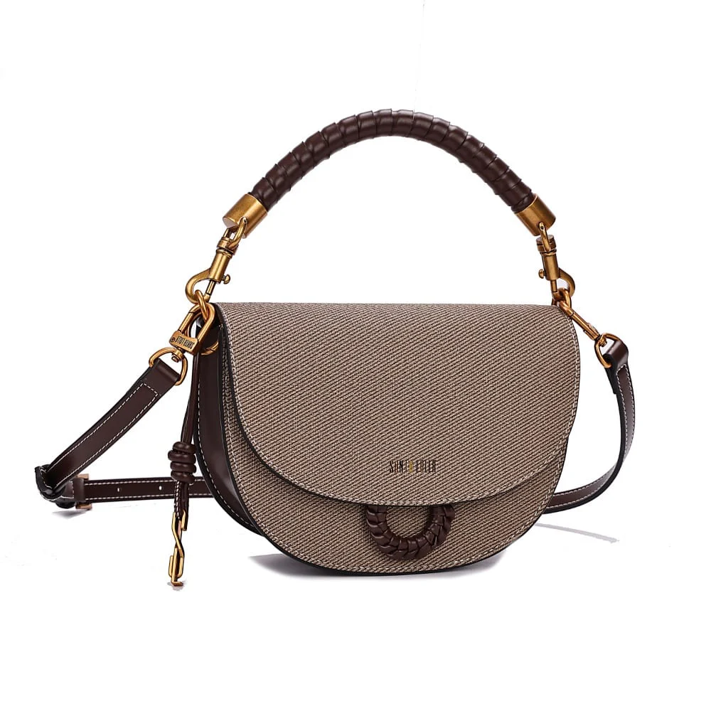 Bolsa Pequena Canvas Marrom Cocoa Duas Alças - vista 2 de 7