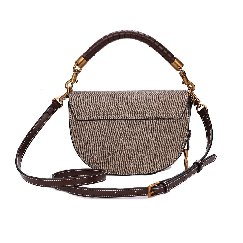 Bolsa Pequena Canvas Marrom Cocoa Duas Alças - vista 5 de 7