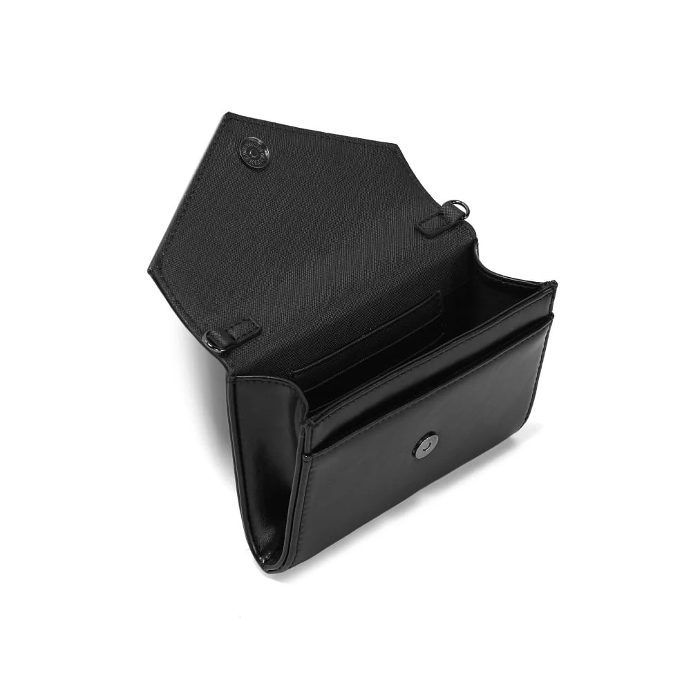 Bolsa Carteira Rustica Alça Corrente Transversal Preta - vista 3 de 3