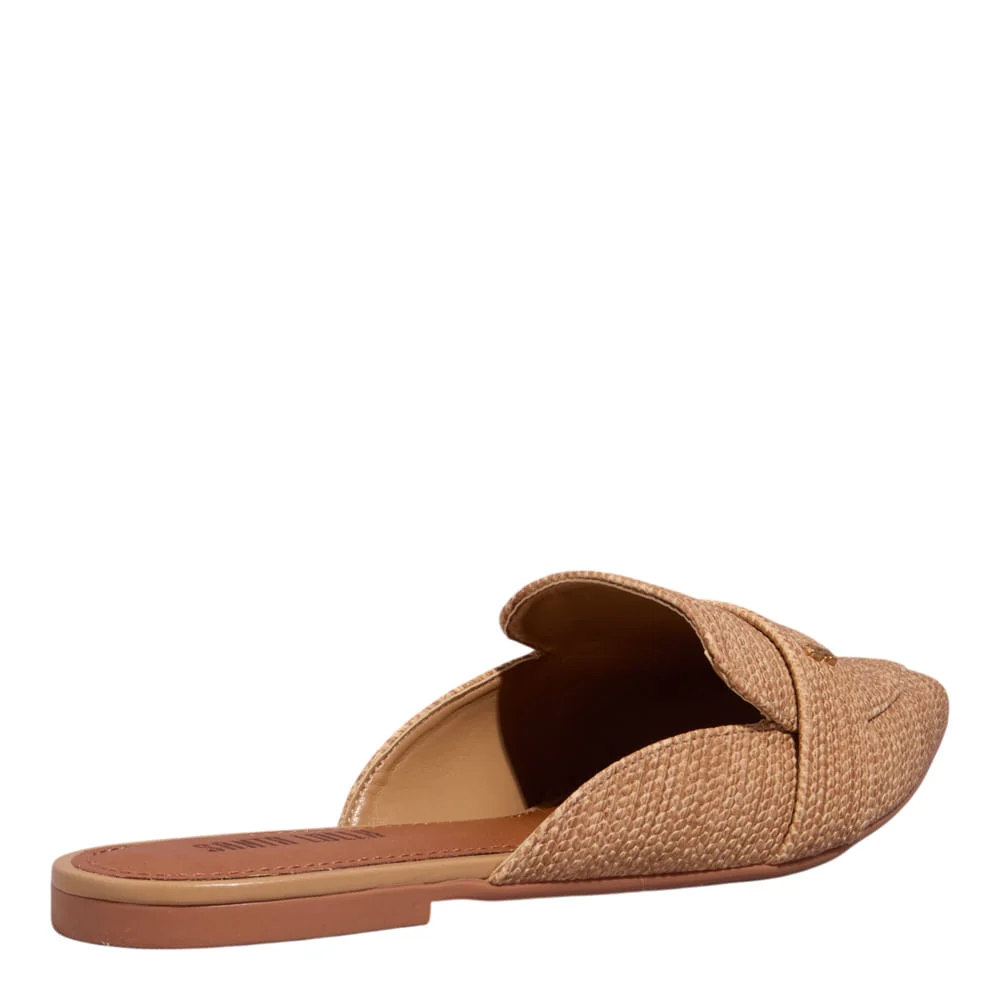 Mocassim Mule Napa Tramado Bege Bico Fino - vista 3 de 4