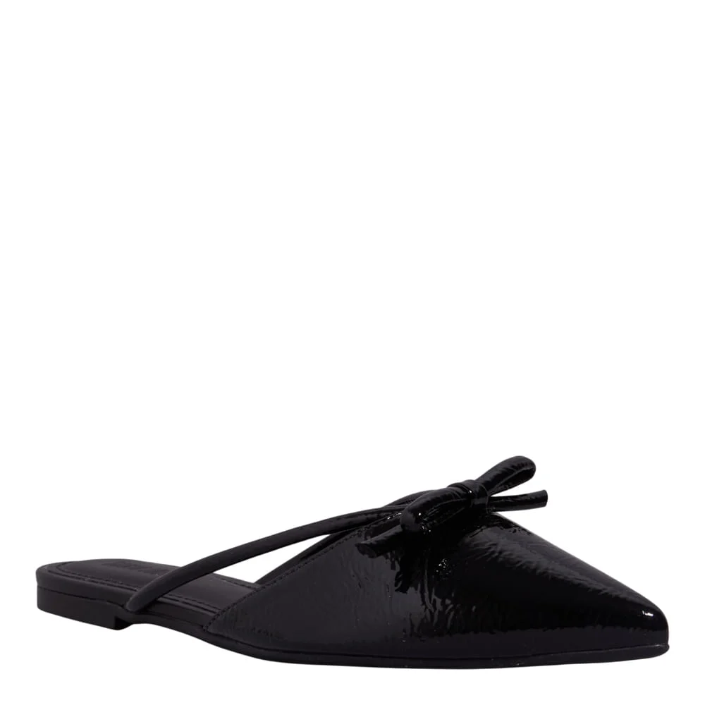Mocassim Mule Verniz Preto Bico Fino Laço - vista 2 de 4