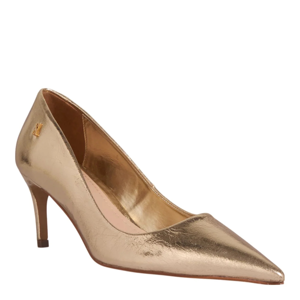Scarpin Couro Metalizado Dourado - vista 2 de 3