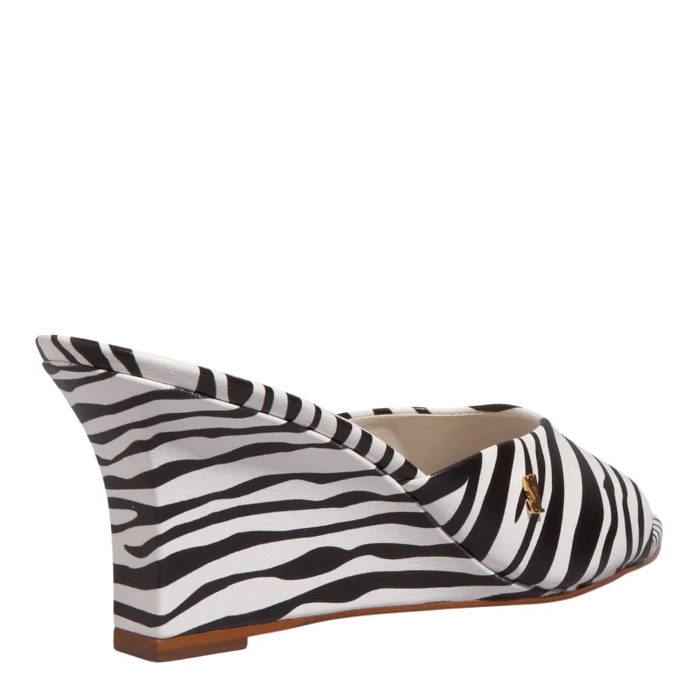 Mule Anabela Napa Animal Print Zebra - vista 3 de 4
