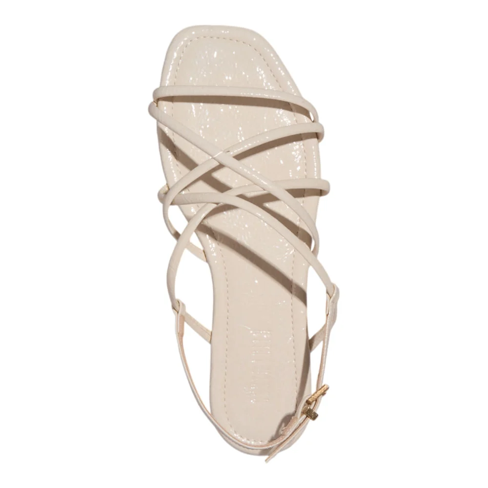 Rasteira Tiras Verniz Off White - vista 4 de 4
