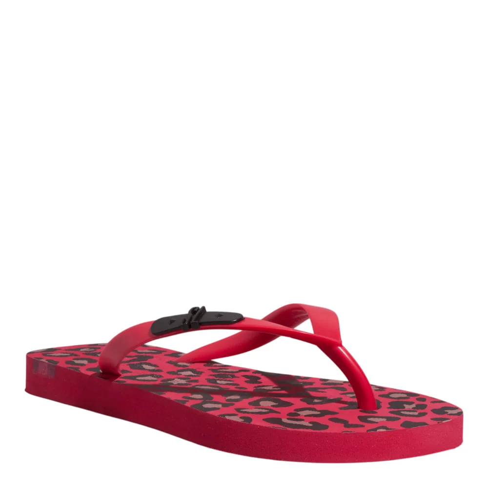 Chinelo Borracha Vermelha Animal Print Onça - vista 2 de 4