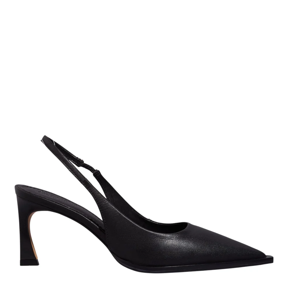 Scarpin Slingback Couro Pelica Soft Salto Fino Preta - vista 1 de 3