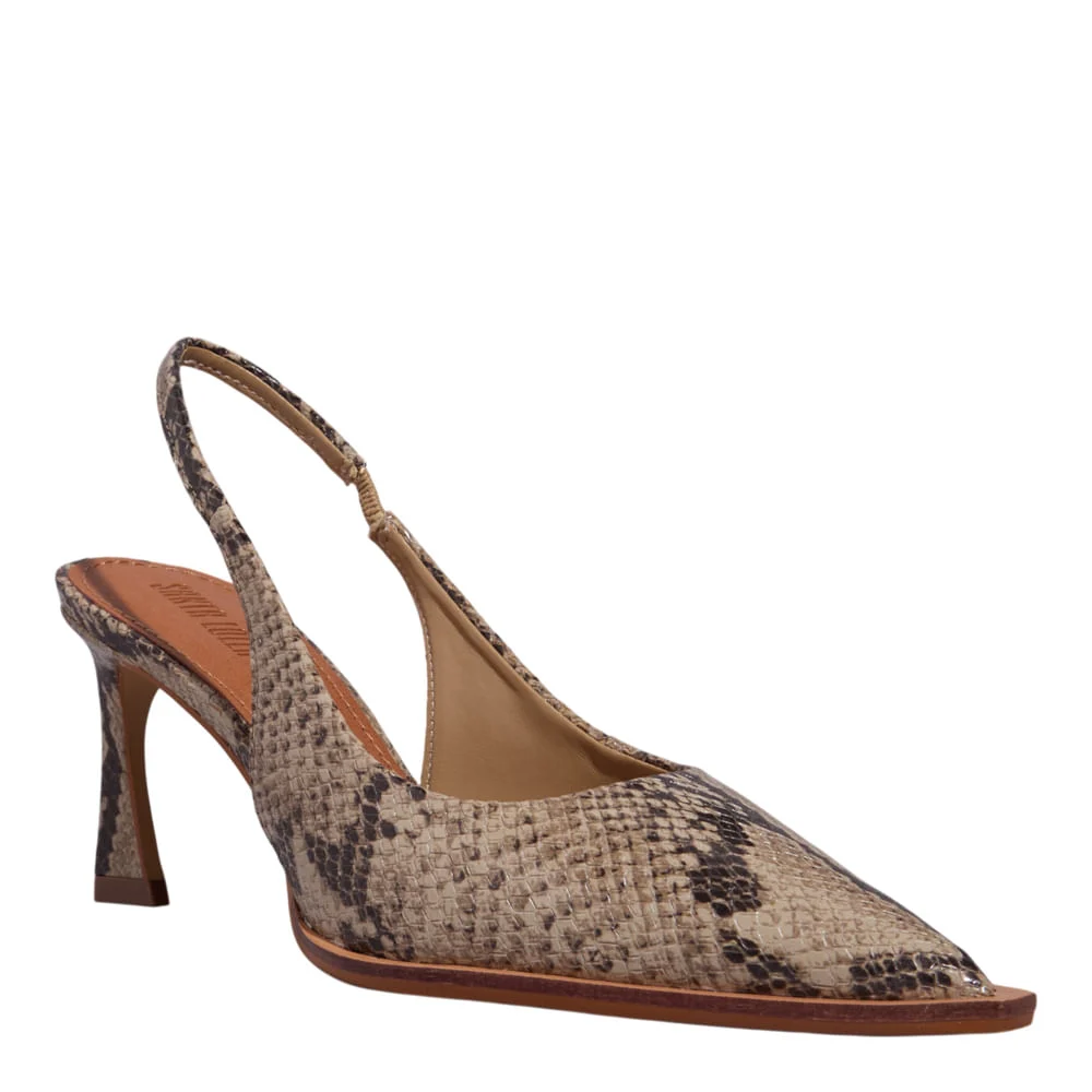 Scarpin Slingback Couro Salto Fino Animal Print Cobra - vista 3 de 4