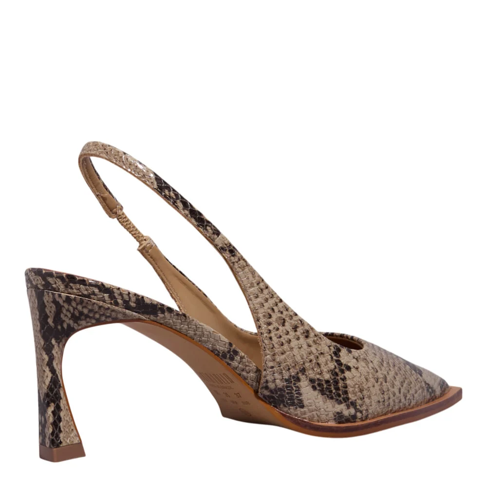 Scarpin Slingback Couro Salto Fino Animal Print Cobra - vista 4 de 4