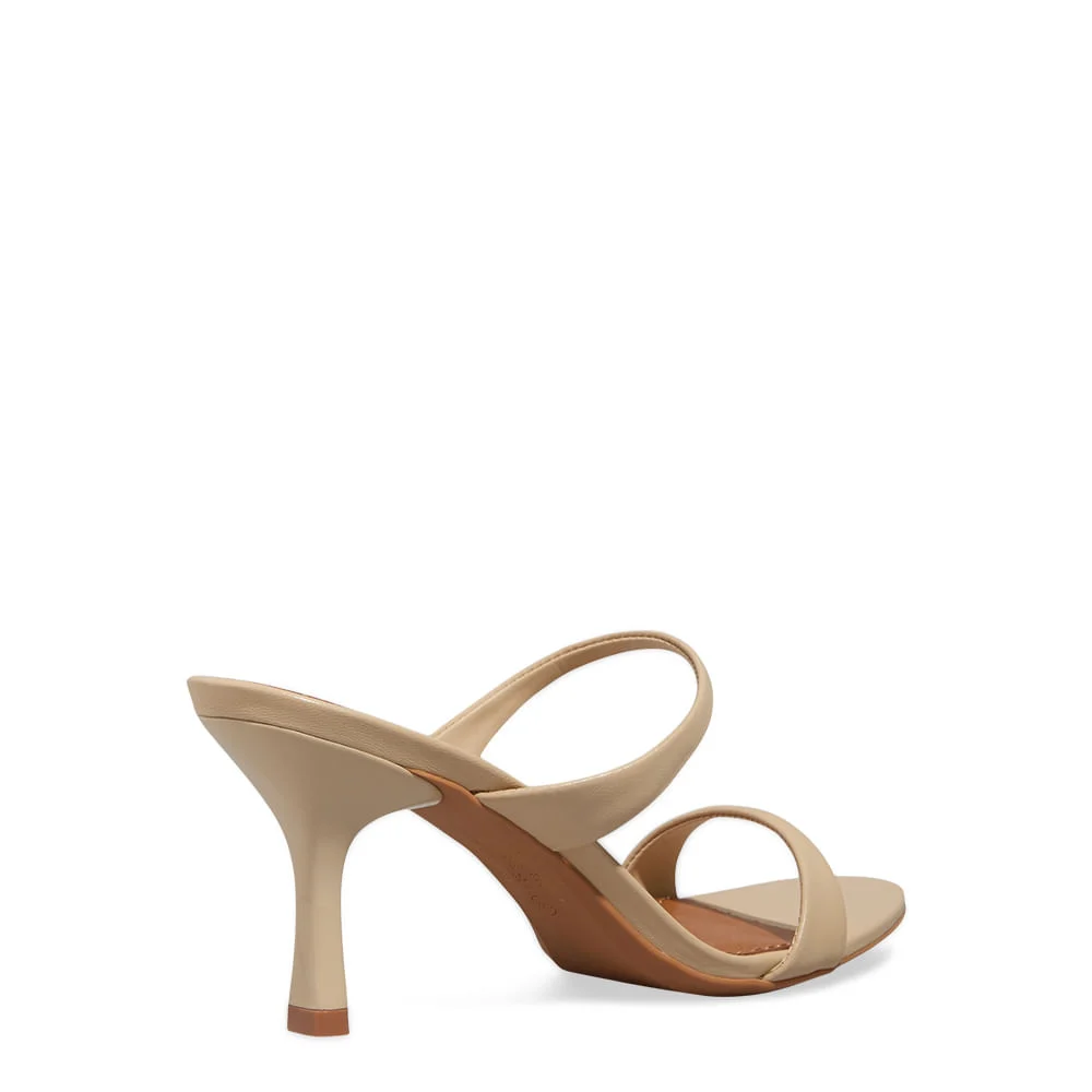 Mule Couro Pelica Soft Bege Salto Alto Fino - vista 3 de 3
