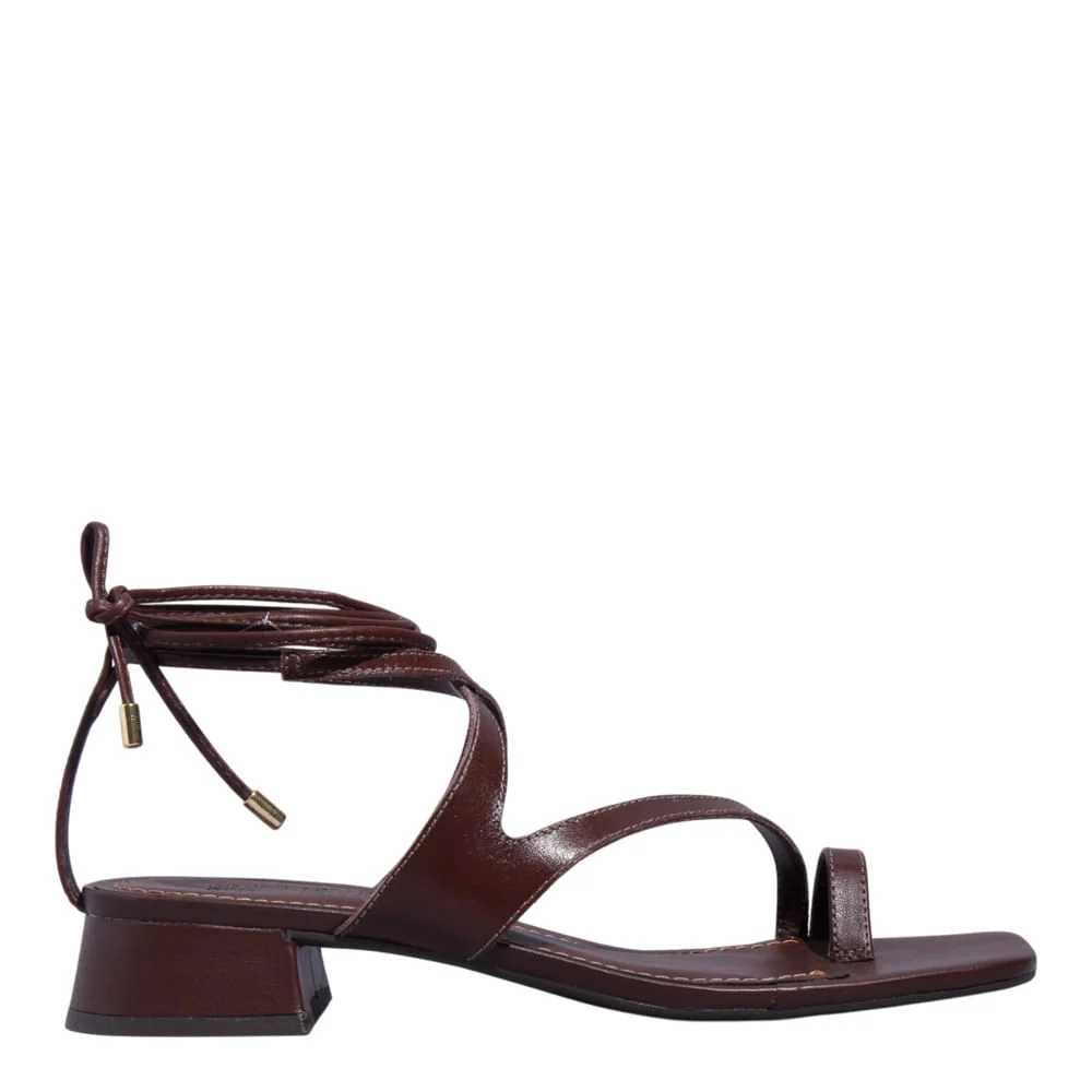 Sandália Amarração Couro Nobre Soft Marrom Cocoa - vista 1 de 4