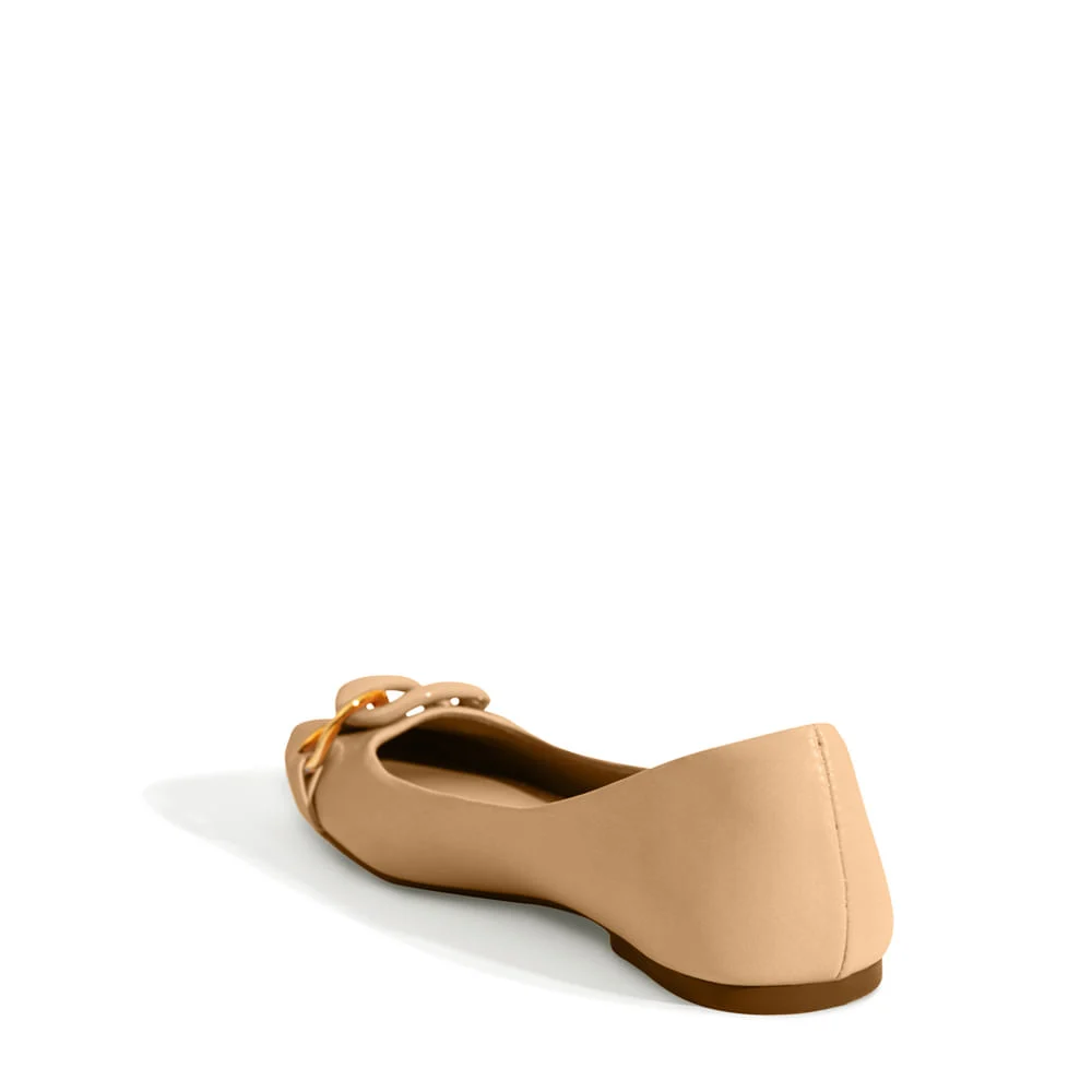 Sapatilha Napa Soft Bico Quadrado Bege - vista 3 de 5