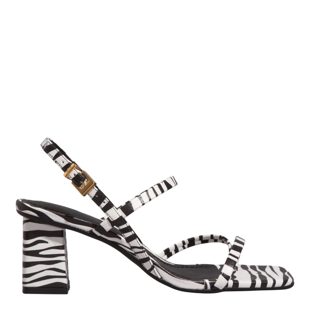 Sandália Napa Salto Médio Animal Print Zebra - vista 1 de 3