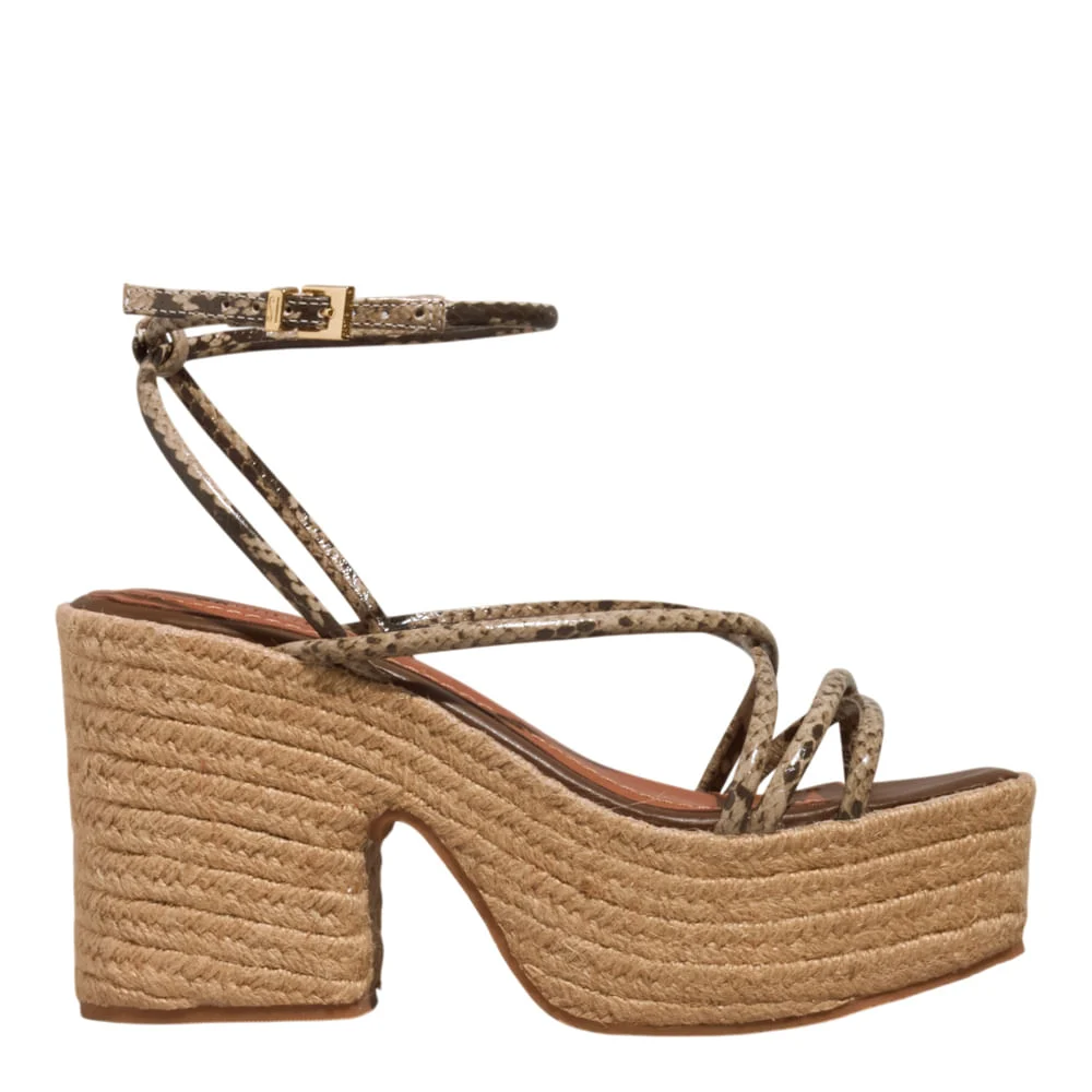 Espadrille Couro Tiras Animal Print Cobra - vista 2 de 5