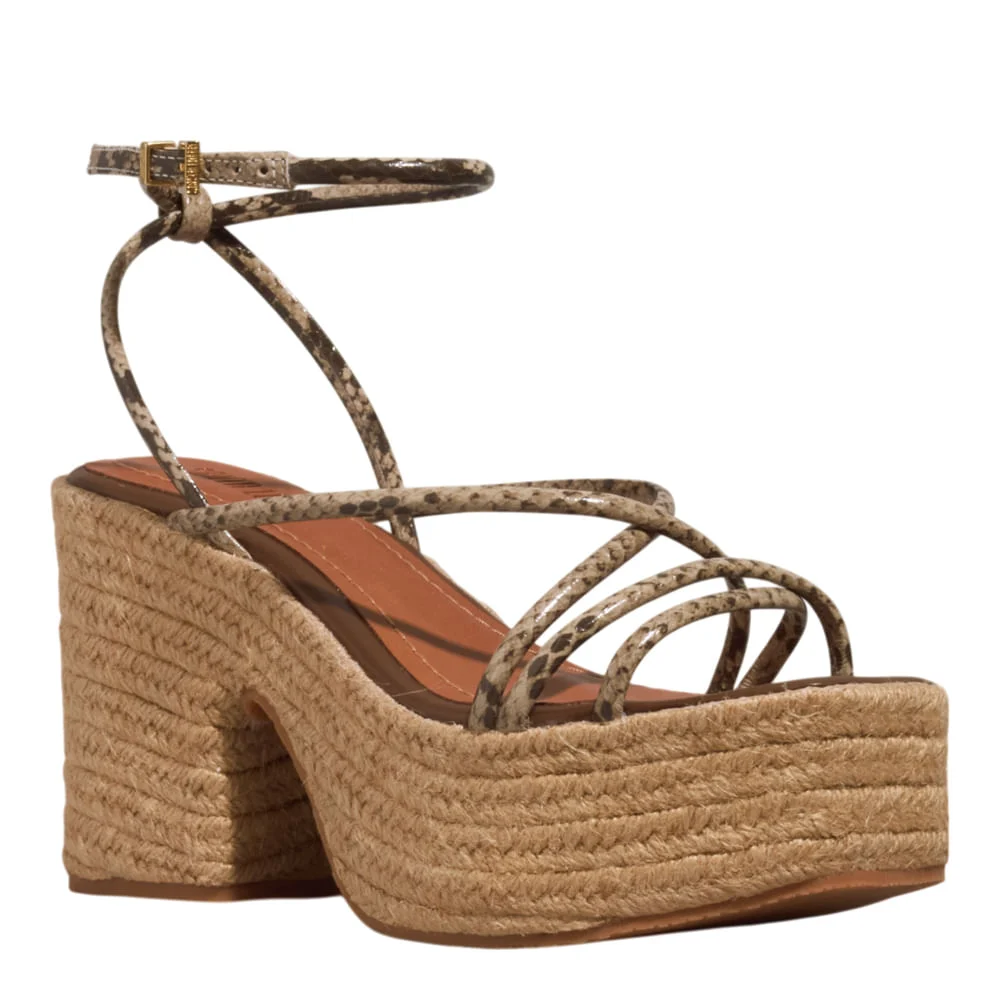 Espadrille Couro Tiras Animal Print Cobra - vista 3 de 5