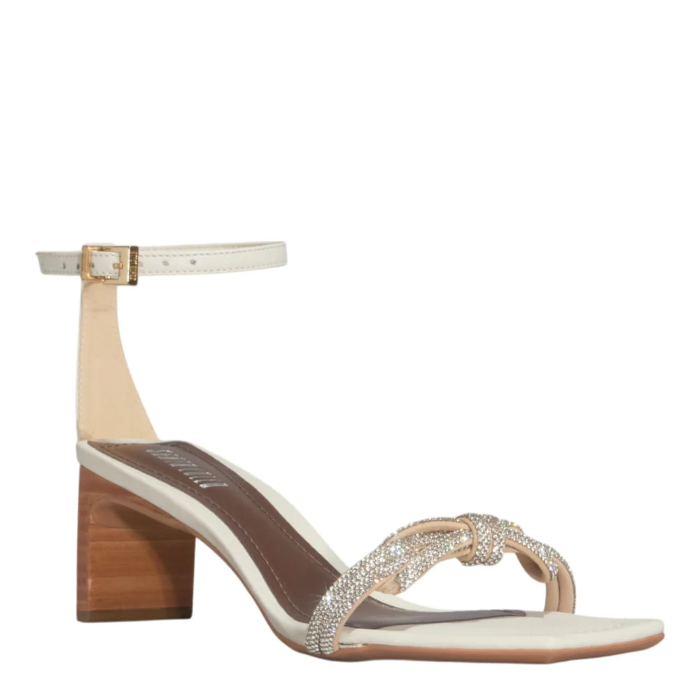 Sandália Shiny Off White Salto Baixo Lâmina - vista 2 de 4