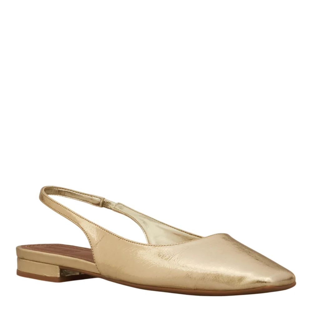 Sapatilha Slingback Couro Metalizado Dourado - vista 2 de 4